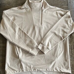 Women's Zip-Up Pullover Three Quarter Zip Sweater in Light Beige